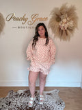Beige Rose & Bow Floral Ruffle Set