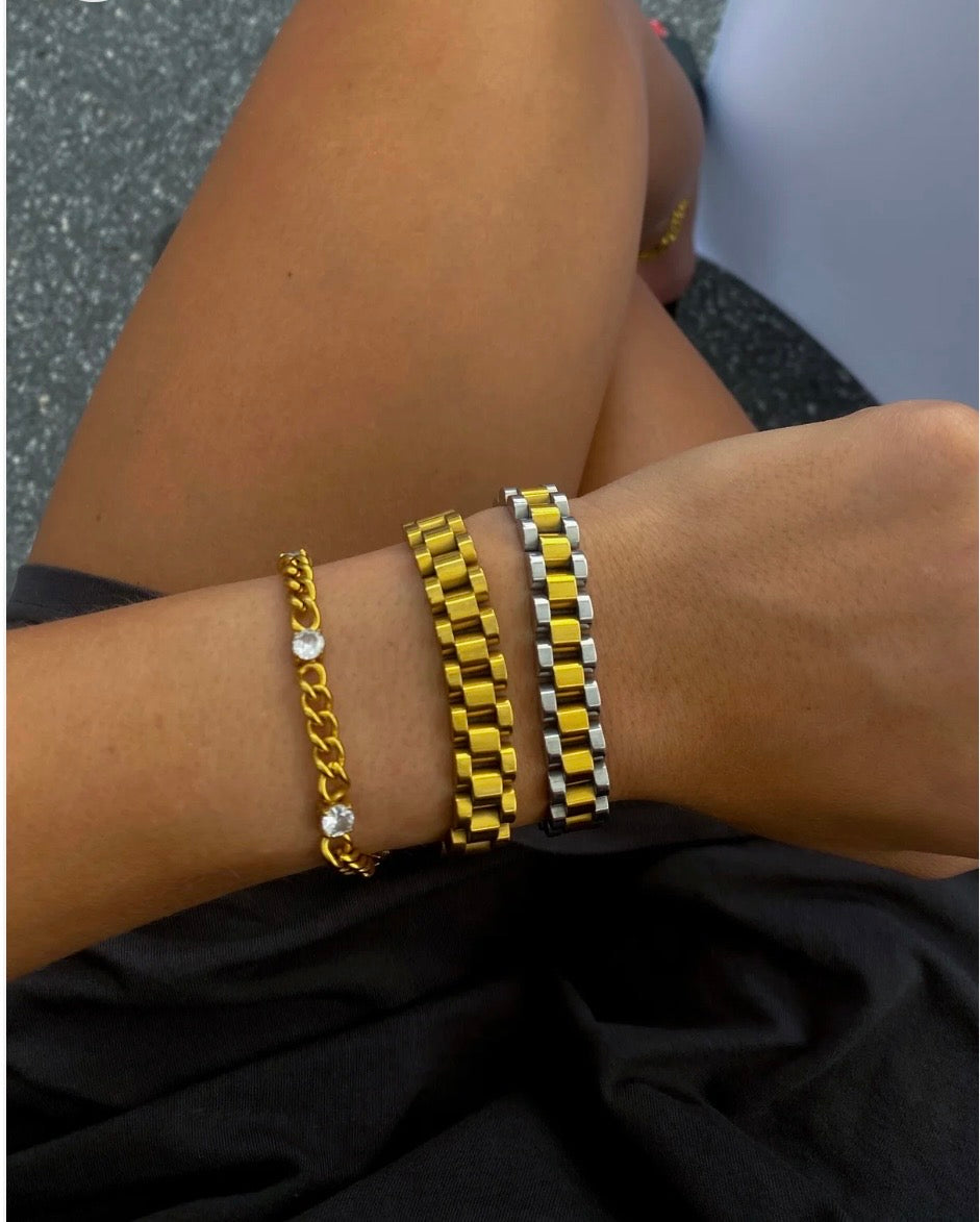 Thin Gold Watch Band Bracelet