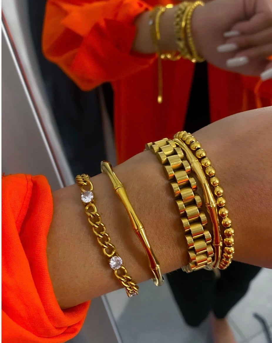 Thin Gold Watch Band Bracelet