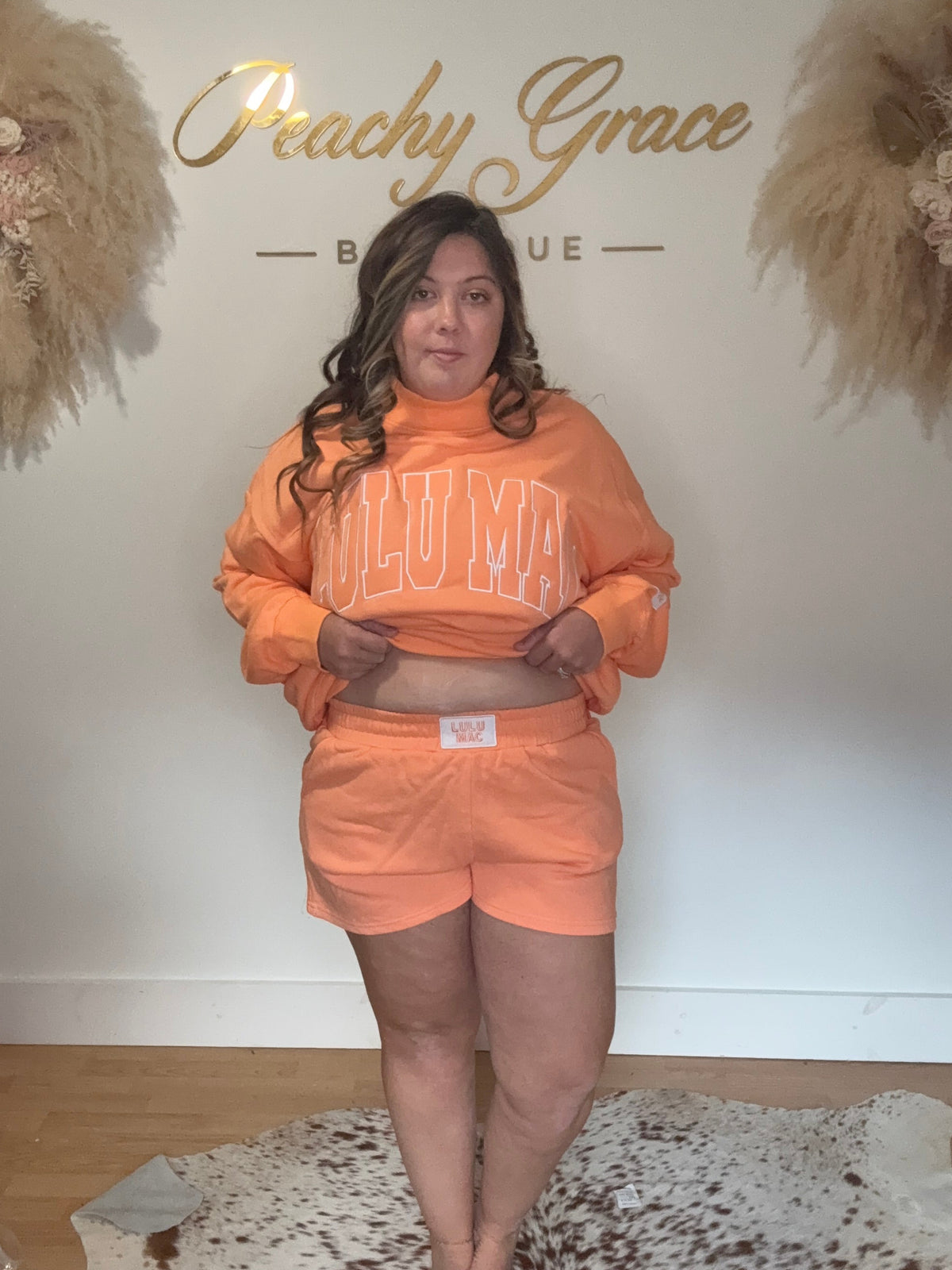 Lulu Mac Terry Shorts Orange - full set look