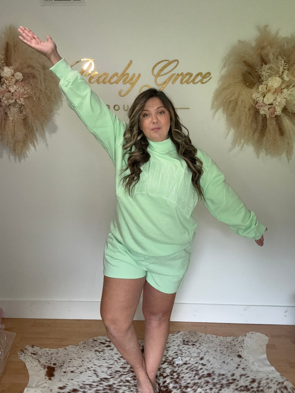 Lulu Mac Mock Neck Sweatshirt Mint Green - lifestyle