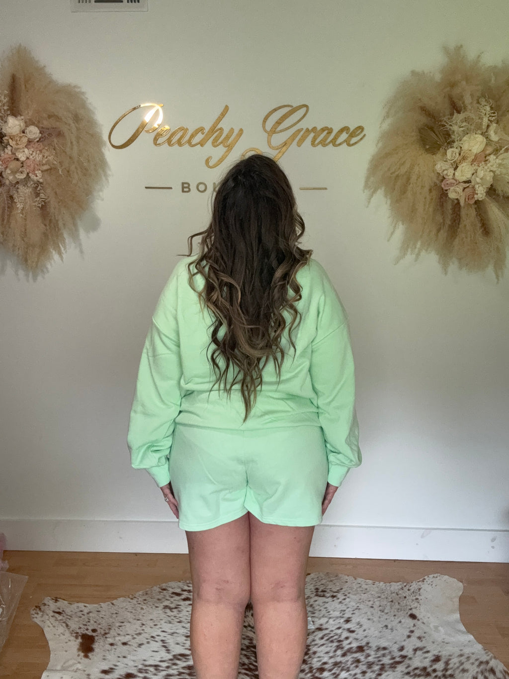 Lulu Mac Mock Neck Sweatshirt Mint Green - detail