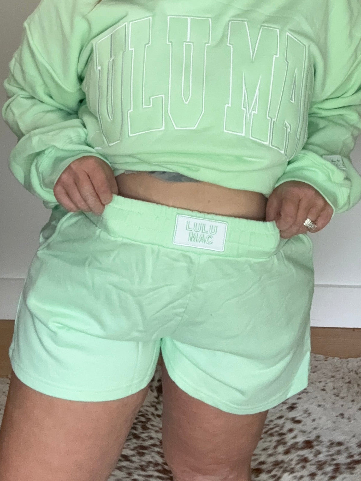 Lulu Mac Terry Shorts Mint Green - front view