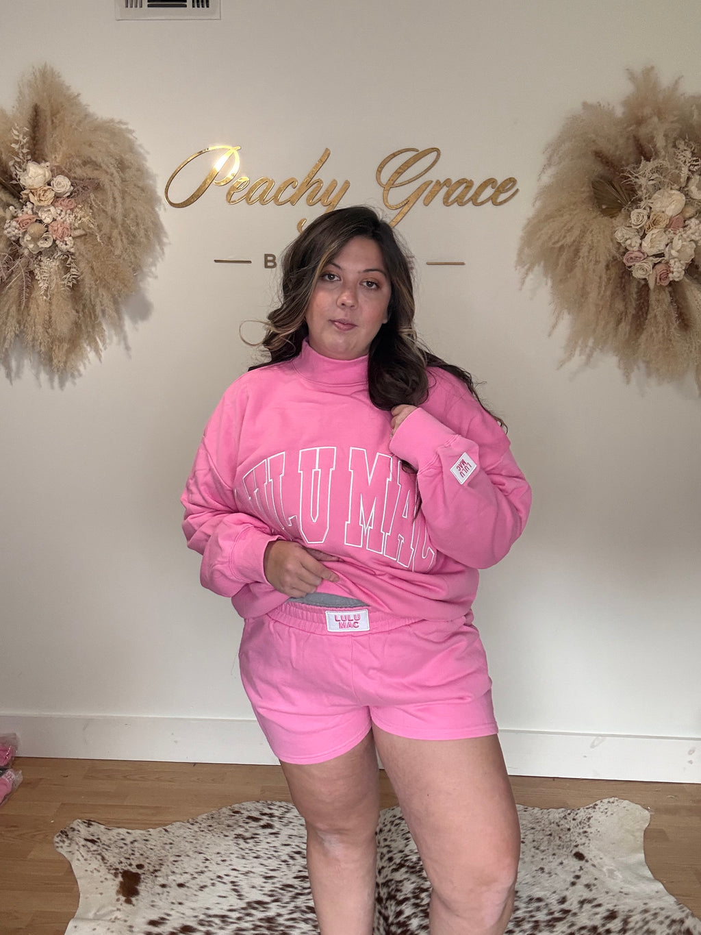 Lulu Mac Mock Neck Sweatshirt Pink - front pose