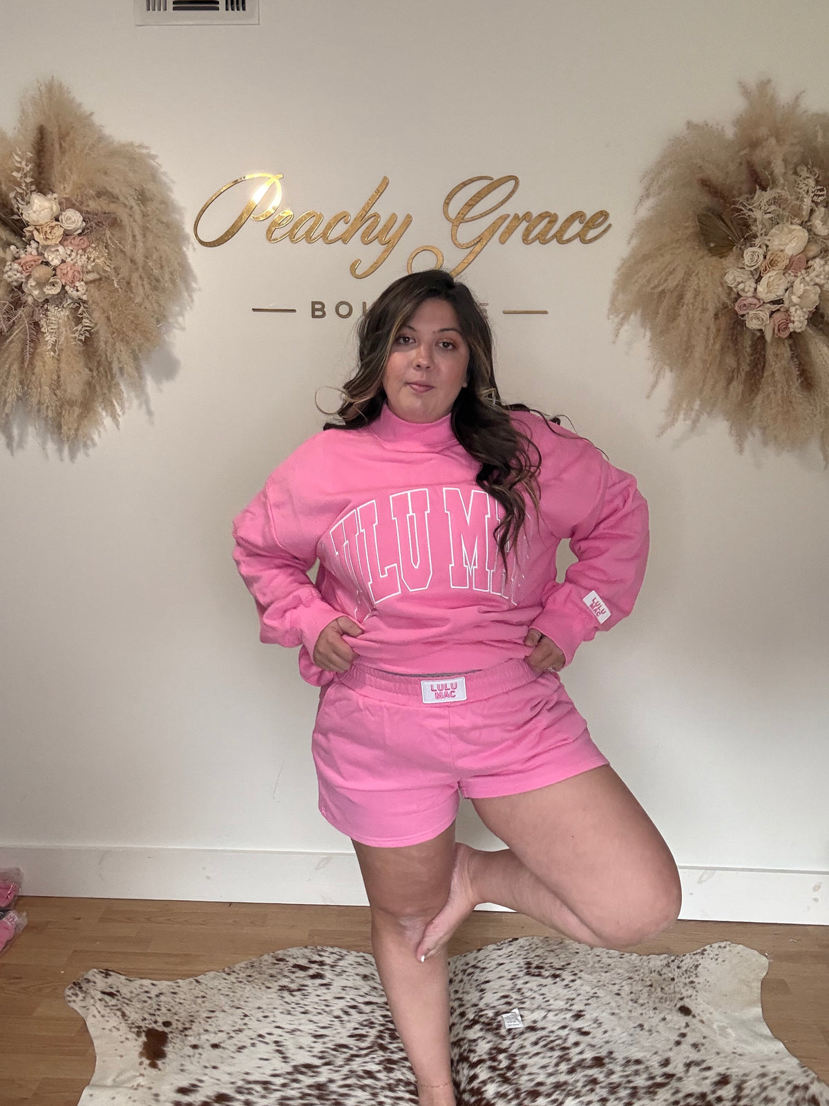 Lulu Mac Terry Shorts Pink - full set front pose