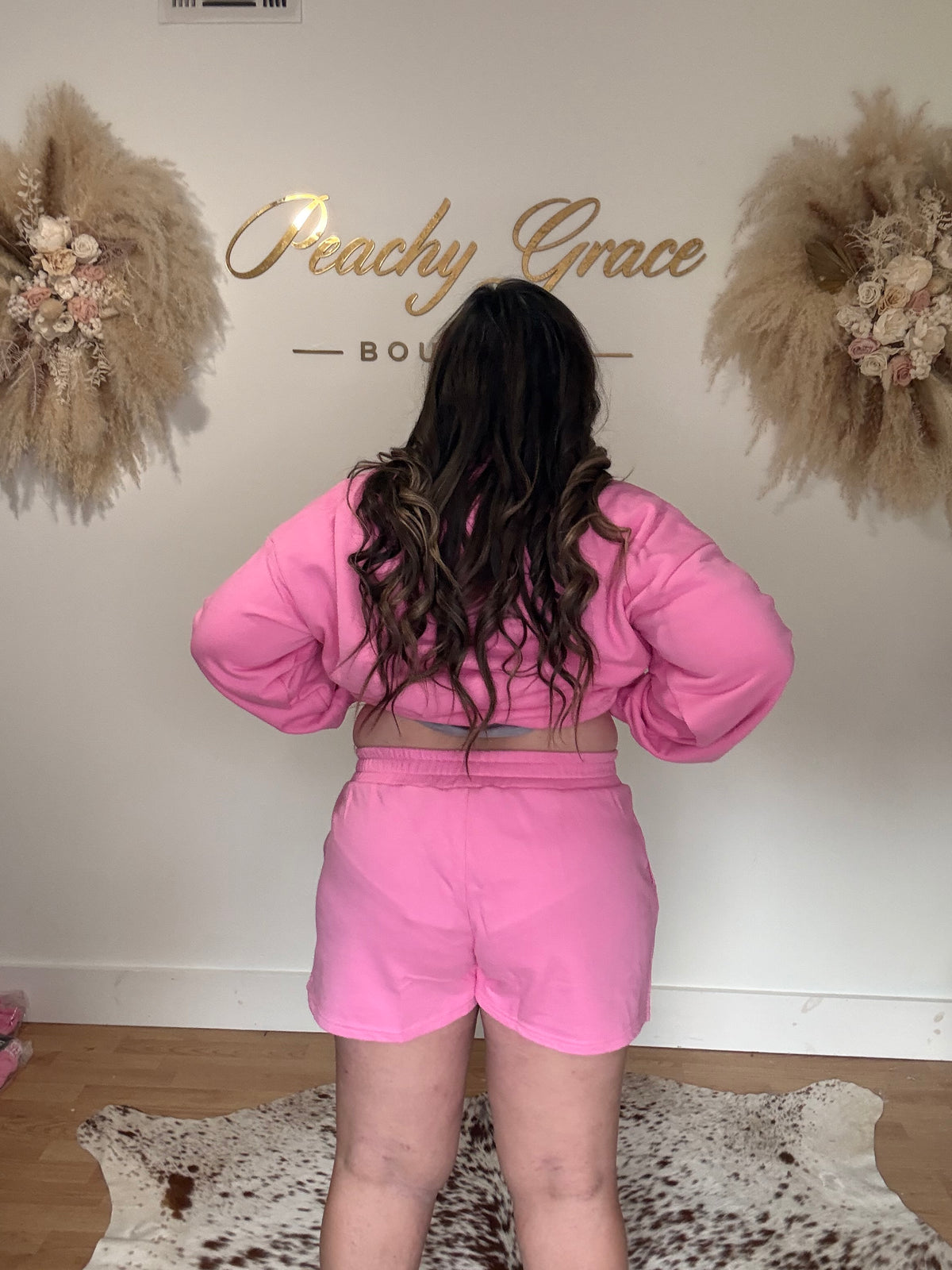 Lulu Mac Terry Shorts Pink - back view