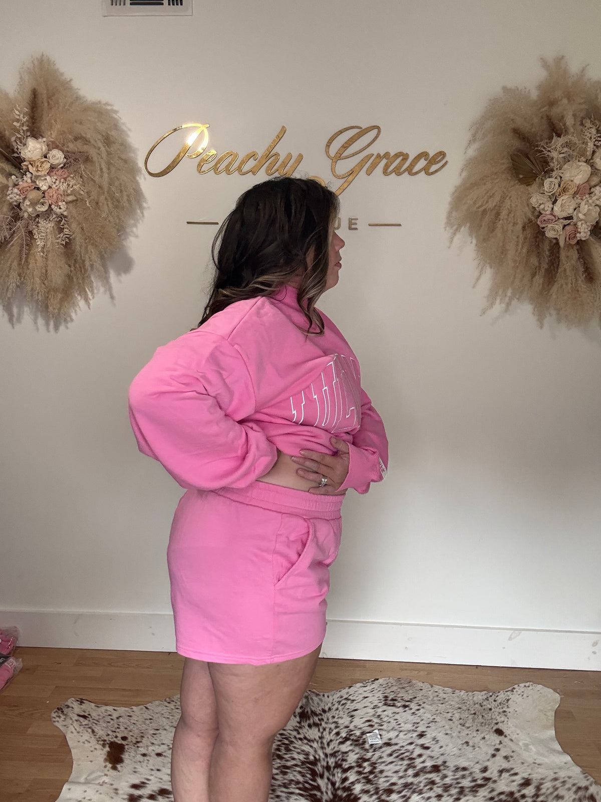 Lulu Mac Terry Shorts Pink - side view