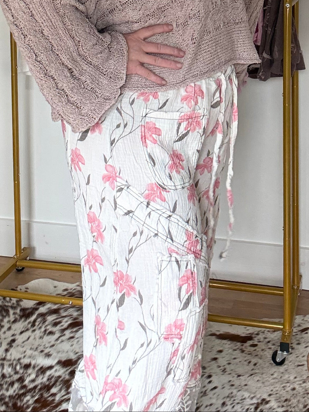 Gauze Floral Spring Pants