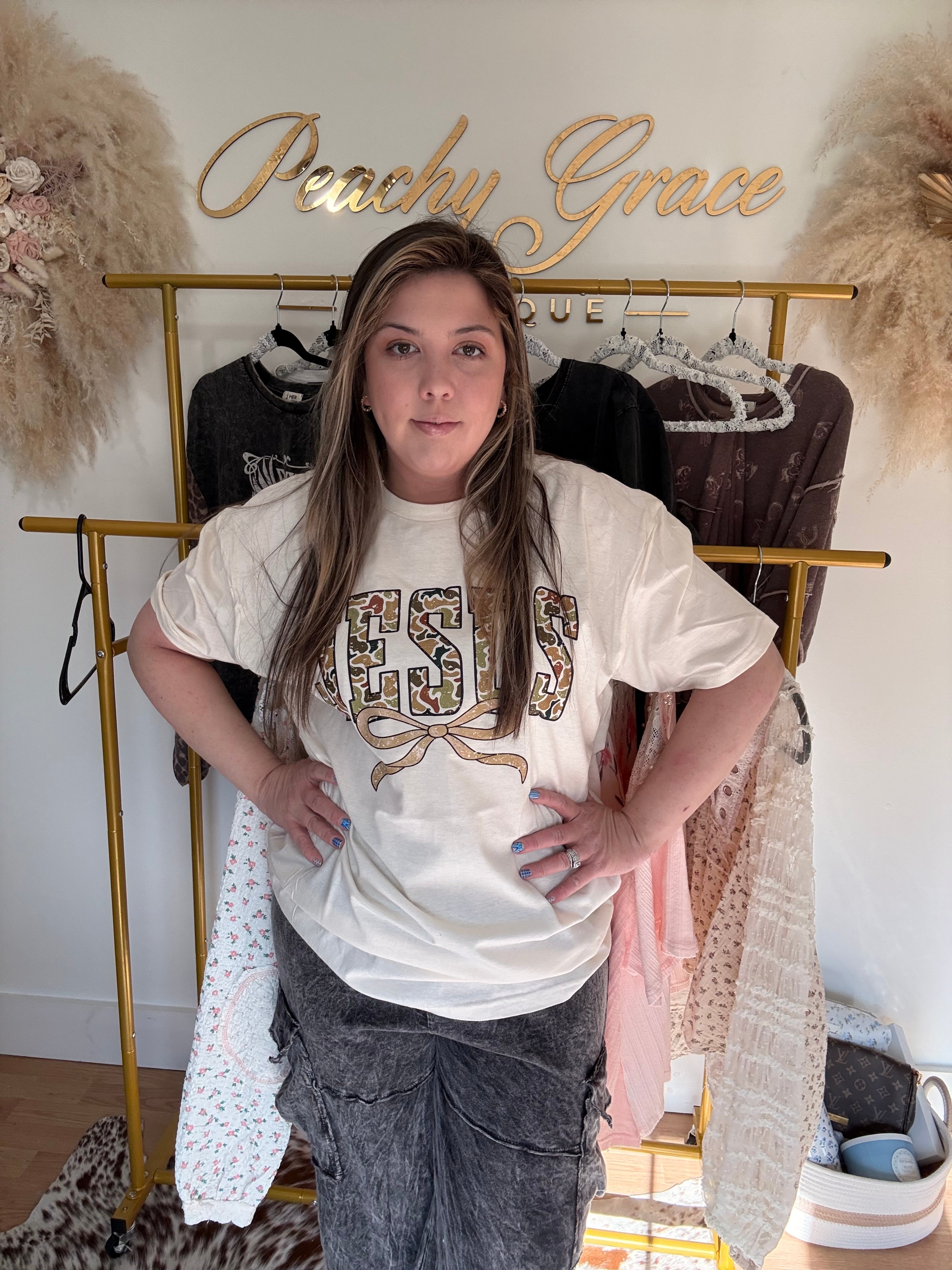 Jesus Camo Bow Graphic Tee