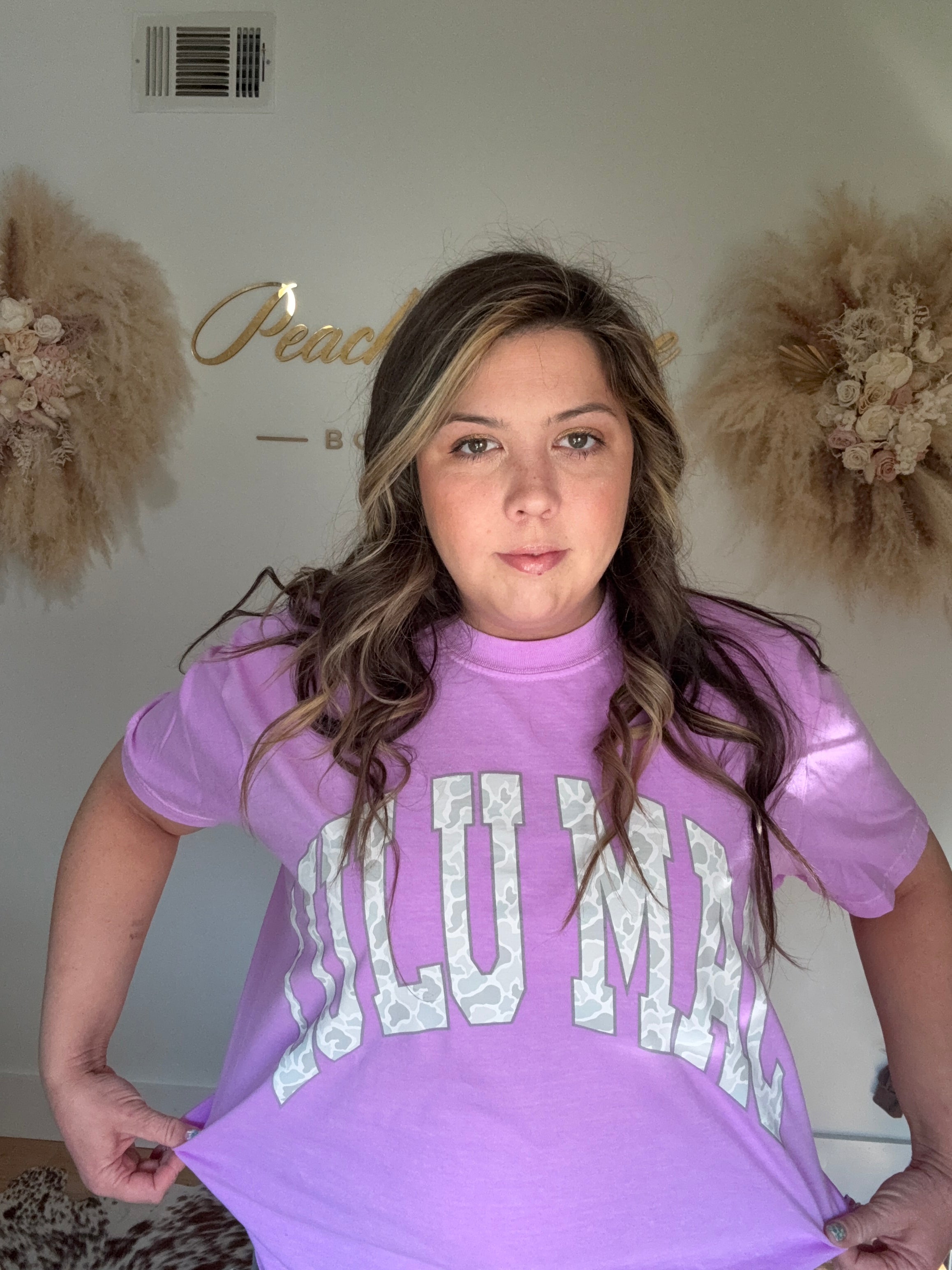 Lulu Mac Lavender Camo Graphic Tee