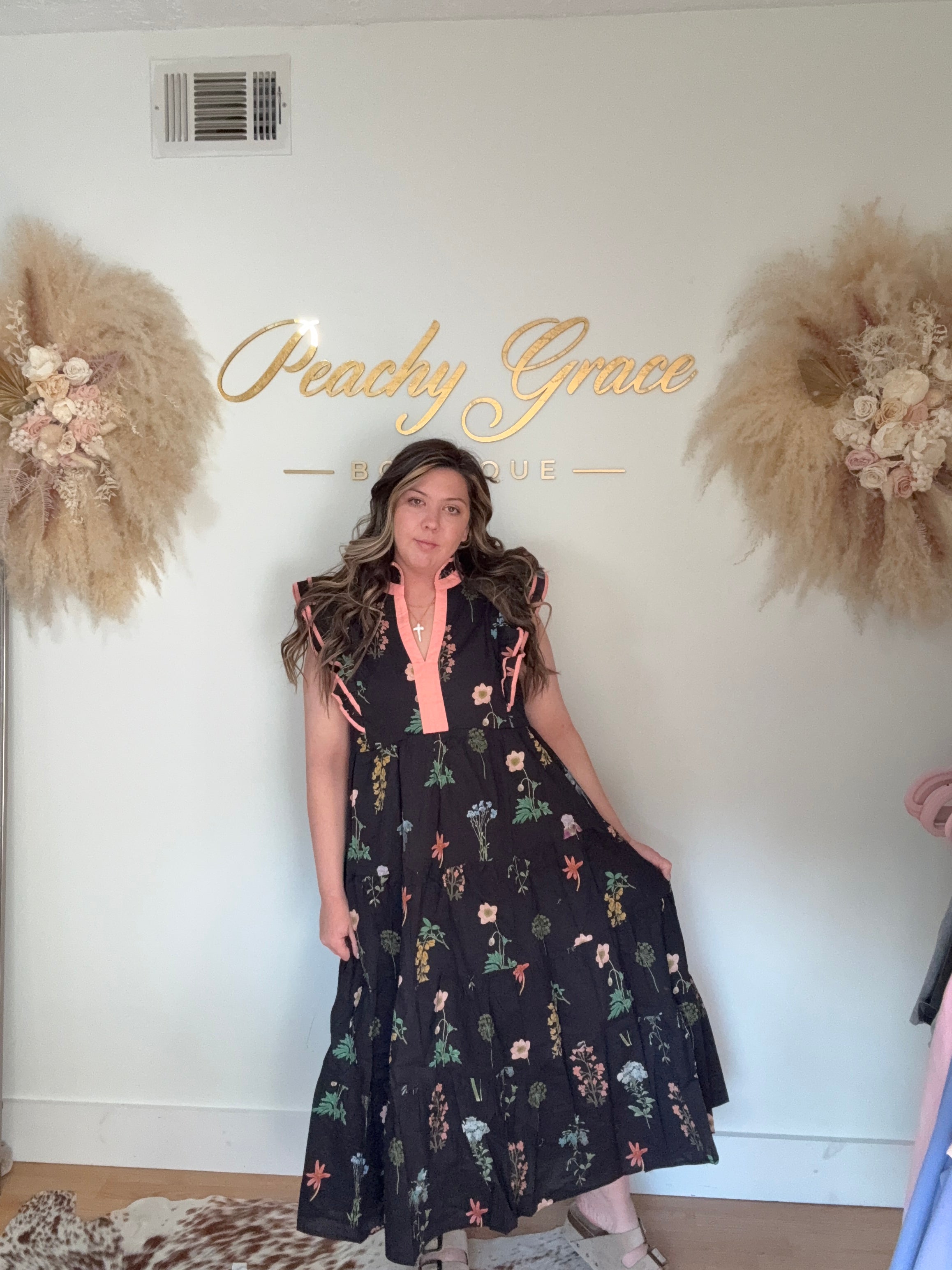 Midnight Garden Midi Dress