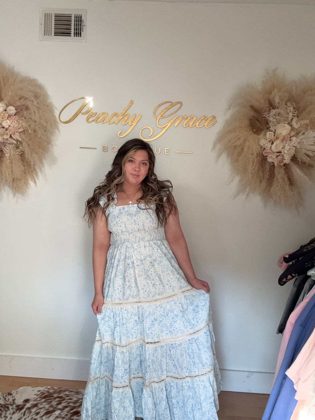 Blue Meadow Lace Maxi Dress