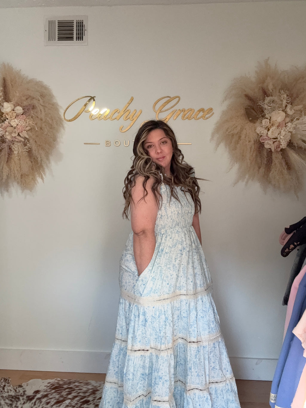 Blue Meadow Lace Maxi Dress