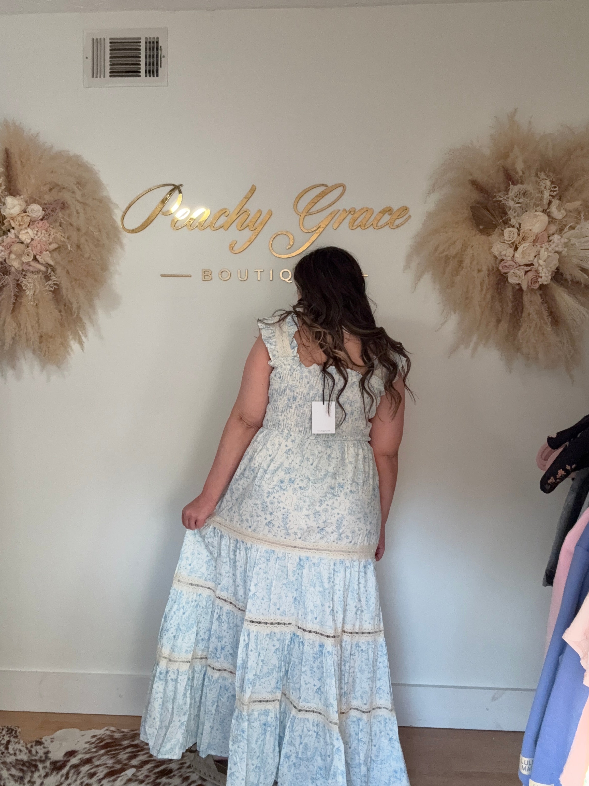 Blue Meadow Lace Maxi Dress