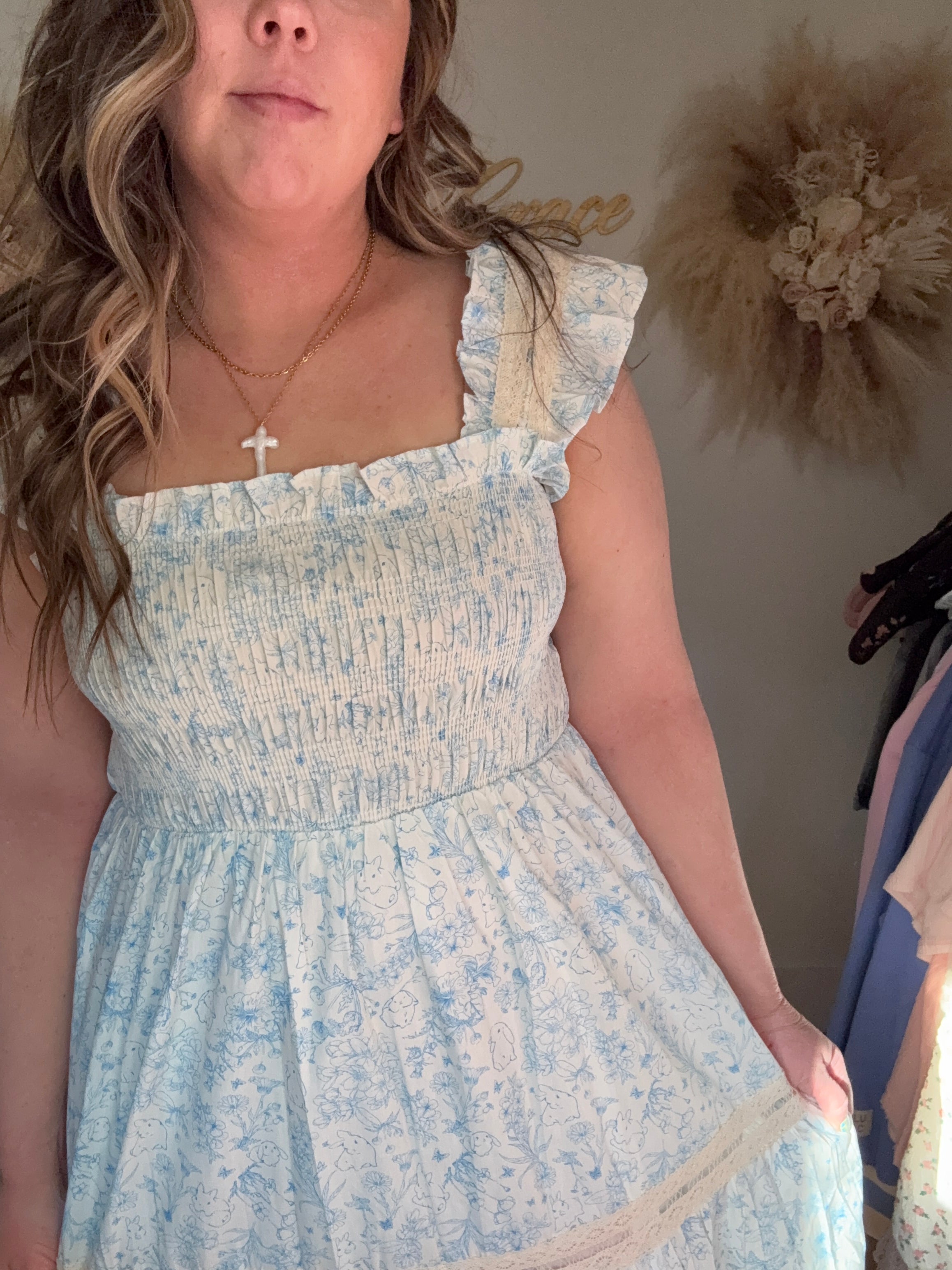 Blue Meadow Lace Maxi Dress