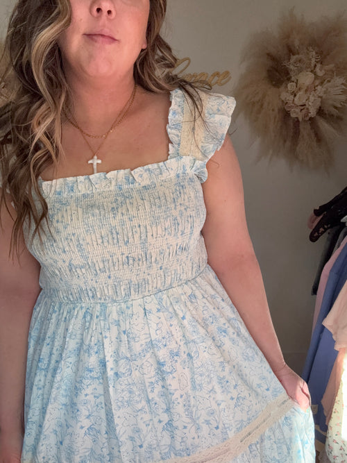 Blue Meadow Lace Maxi Dress