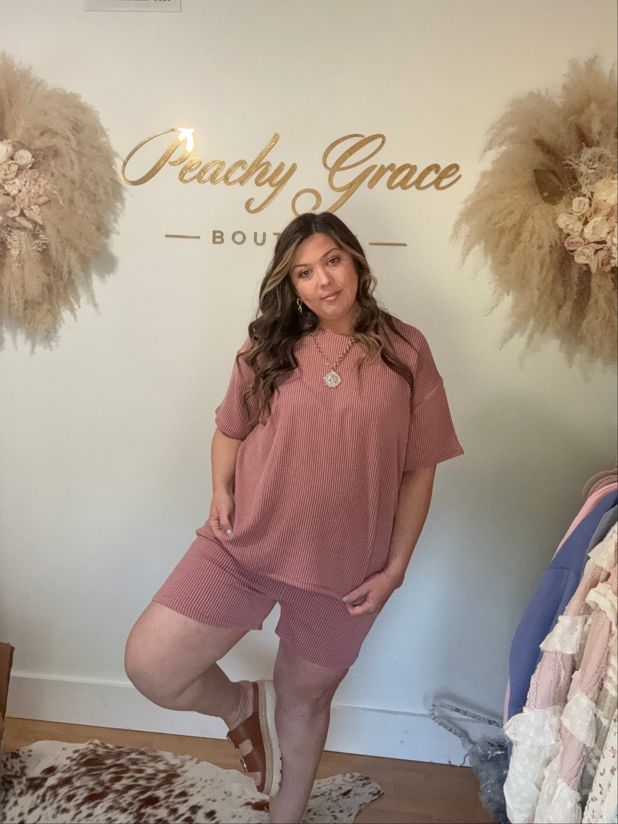 Sunday Ease Ribbed Set - Dusty Rose