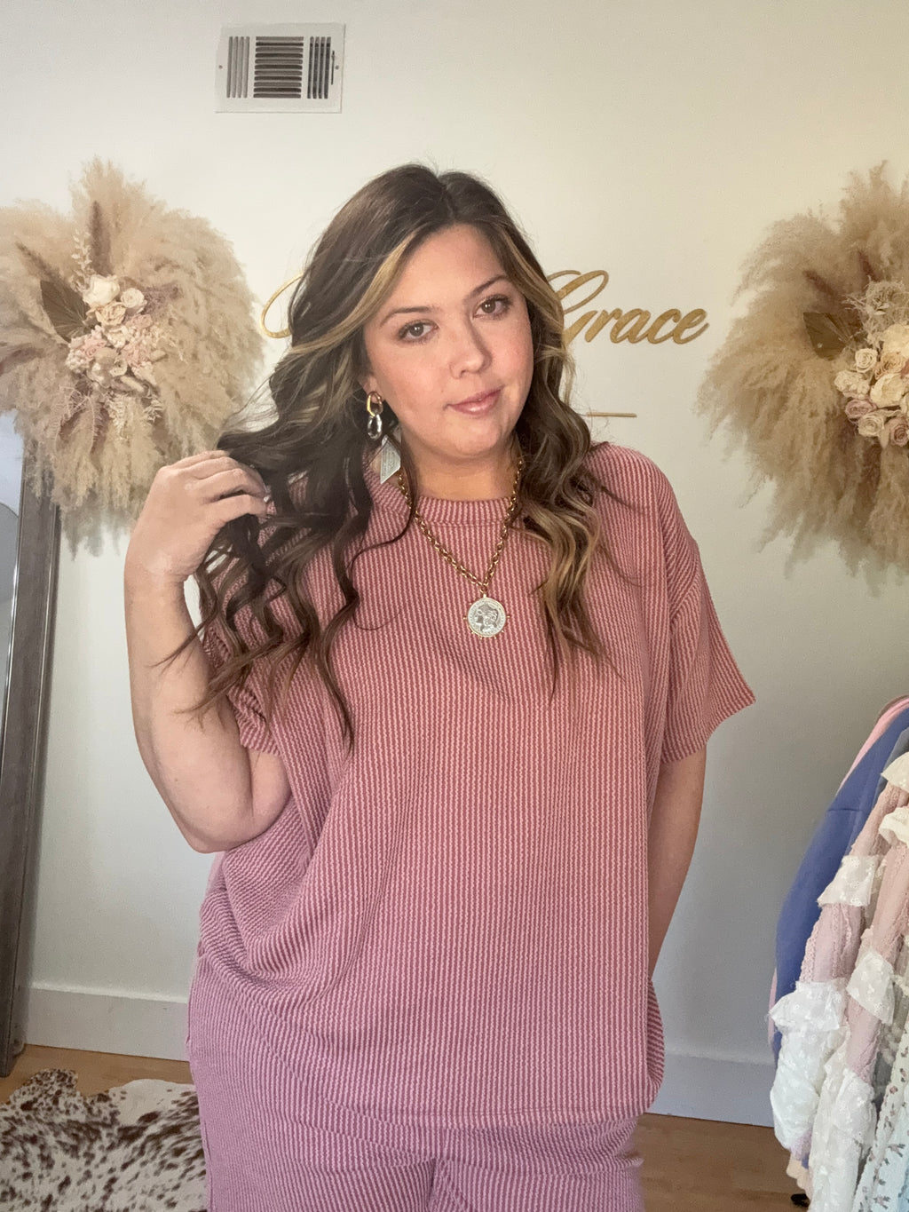 Sunday Ease Ribbed Set - Dusty Rose