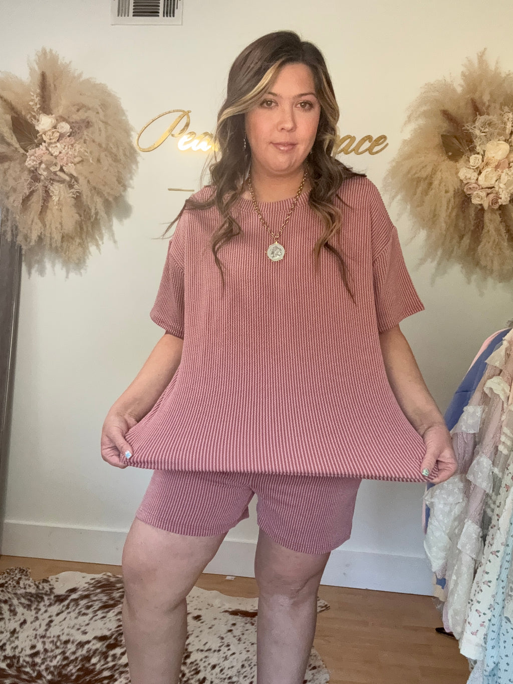 Sunday Ease Ribbed Set - Dusty Rose