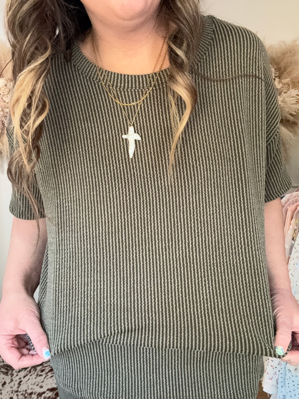 Sunday Ease Ribbed Set - Olive