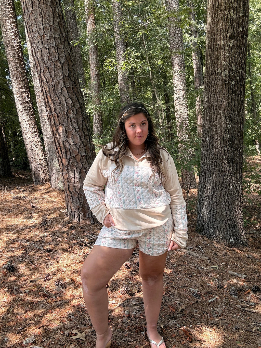 Quilted Floral Two-Piece Set - front view
