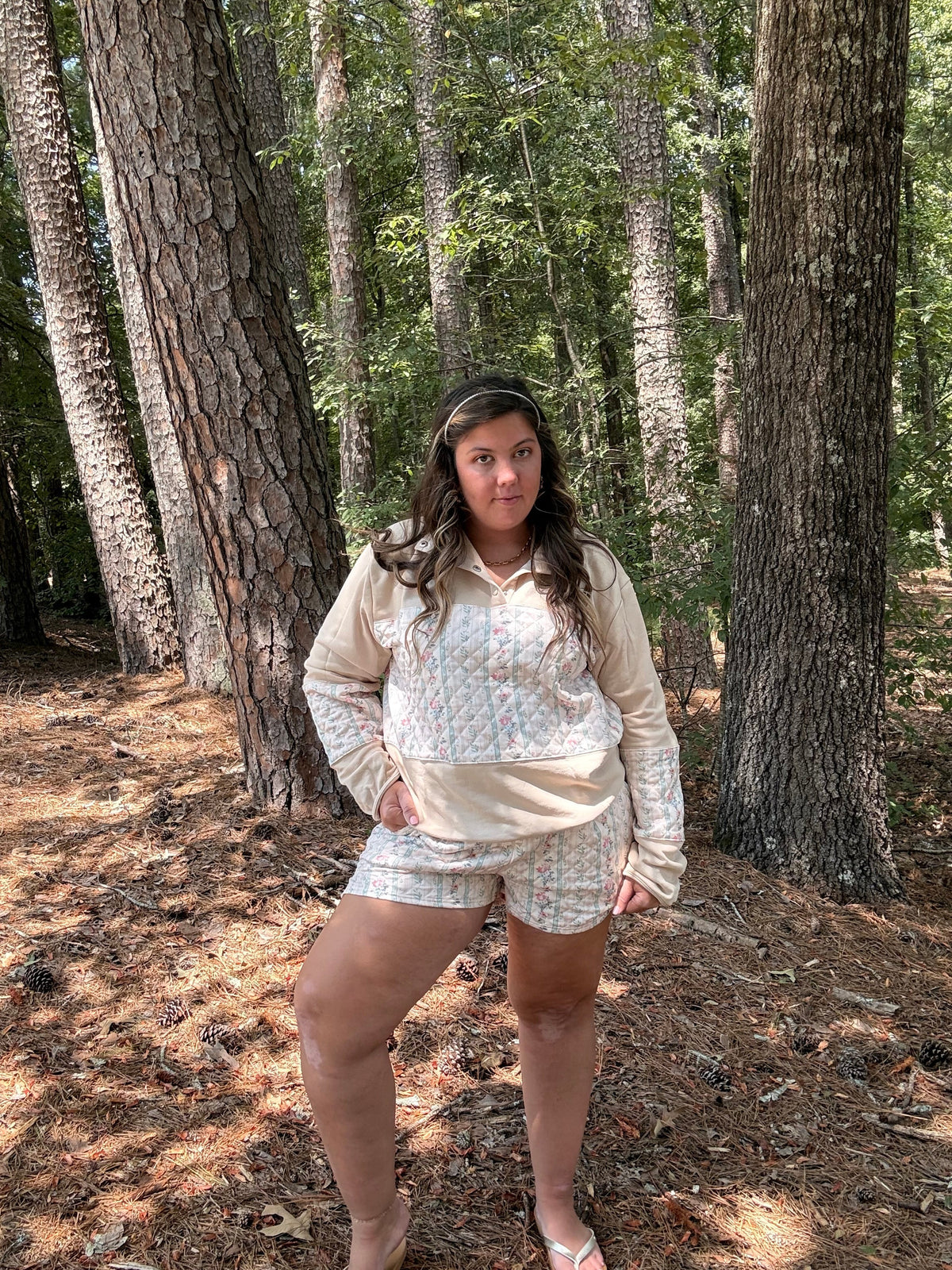 Quilted Floral Two-Piece Set - front view