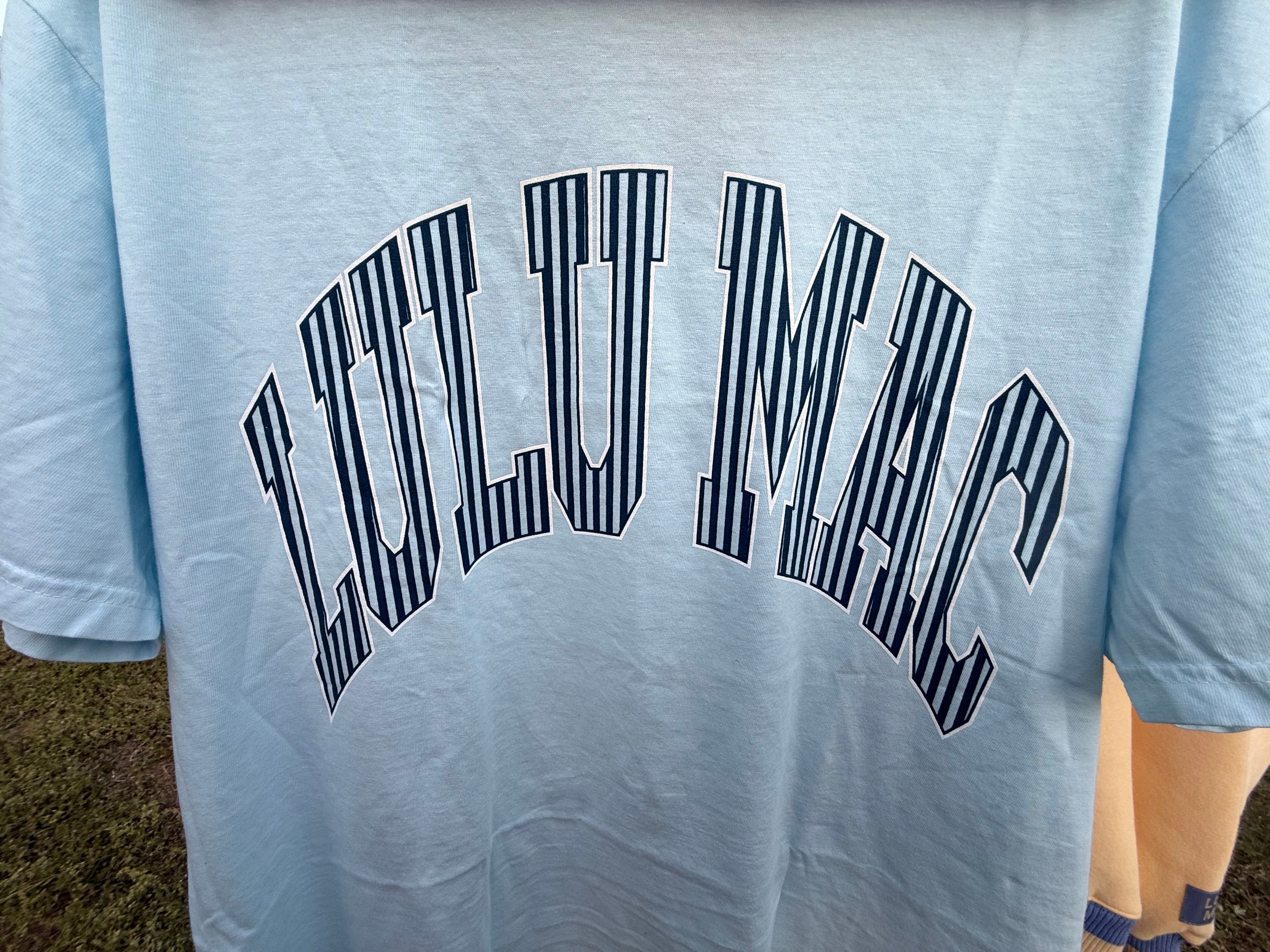 Lulu Mac Light Blue Stripe Graphic Tee