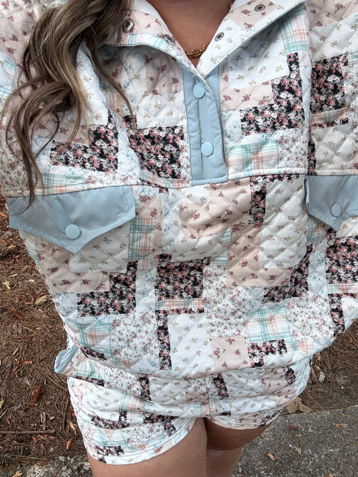 Patchwork Quilted Set - relaxed pose